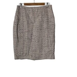 Karl Lagerfeld Paris Women's Pink Cream Tweed Pencil‎ Skirt Size 6